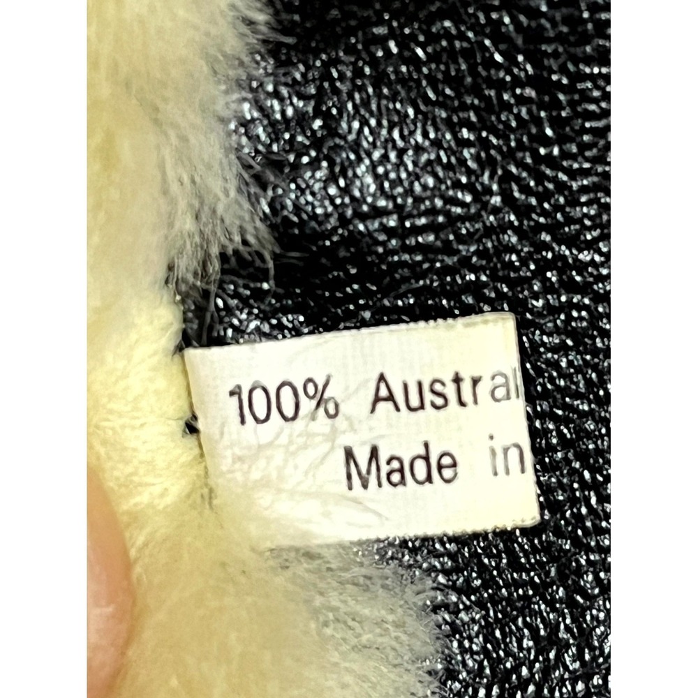 Vintage Y2K Pingguo Sheepskin Shearling Leather Vest Women XL Black Button Front - Picture 10 of 14